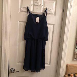 NWT Navy chiffon dress with full lining